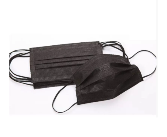 Маска 3-х слойная на резинках, черная 100 шт, ЧИСТОВЬЕ 1